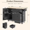 Modern Kitchen Island, Kitchen Island Cart with Drop Leaf, Internal Storage Rack and 3 Tier Pull Out Cabinet Organizer, Rolling Coffee Bar on Wheels, Kitchen Storage Cart for Dining Room, Black view 3