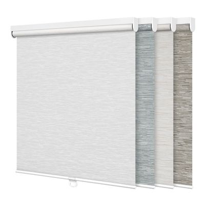 Boolegon Light Filtering Roller Shades Cordless Roller Blinds for Window Striped Jacquard Fabrics Protecting Privacy UV Protection Luxury Wrinkle Resistant Home Office, White, 69" W x 64" H