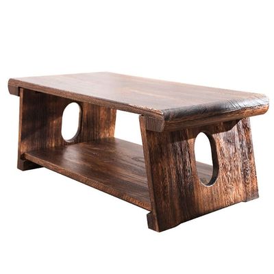 Solid Wood Vintage Folding Tea Table, Coffee Tables Foldable Low Table, 2-Tier W/Storage Shelf, Tatami Table, Zen Tea Table for Living Room, Bedroom, Bay Window (Size : 19.7x11.8x7.9inches) ()