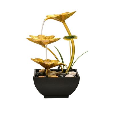 LUNIZ Waterfall Fountain Iron Flowing Water Ornaments Desktop Fountain Living Room Decorations Landscape Desktop Humidifier for Home Office