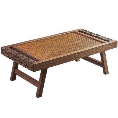 Floor Table Tatami Table Breakfast in Bed Serving Tray Table Home Solid Wood Dining Table Bed Laptop Desk with Foldable Legs (Brown 65x35x22cm)
