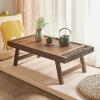 Floor Table Tatami Table Breakfast in Bed Serving Tray Table Home Solid Wood Dining Table Bed Laptop Desk with Foldable Legs (Brown 65x35x22cm) view 2
