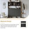 Multifunctional Shoe Cabinet with Storage Shelf & 6 Flip Drawers, Modern Large Hall Tree with Tempered Glass Doors, Elegant Foyer Shoe Rack Cabinet Hall Tree with 4 Hooks for Hallway, Black view 3