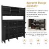 Multifunctional Shoe Cabinet with Storage Shelf & 6 Flip Drawers, Modern Large Hall Tree with Tempered Glass Doors, Elegant Foyer Shoe Rack Cabinet Hall Tree with 4 Hooks for Hallway, Black view 4
