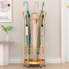 HUHJYUGE Umbrella Rack Stand, Free Standing Umbrella Holder, Metal Umbrella Storage Rack, with Drip Tray and 3 Hooks, Indoor Outdoor Entry Hallway Dcor Round Style (A) view 2