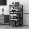 5 Tiers AV Media Stand Corner Shelf, CD Rack Entertainment Stereo Component Organizer with Height Adjustable Wooden Shelf, for Home/Office/Audio Video/DJ/Theater view 1