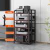 5 Tiers AV Media Stand Corner Shelf, CD Rack Entertainment Stereo Component Organizer with Height Adjustable Wooden Shelf, for Home/Office/Audio Video/DJ/Theater view 3