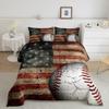 Erosebridal American Flag Comforter Set, Boys Baseball Bedding Set Full Size Sports Games Down Comforter United States Federations Stars Stripes Quilt for Kids Teens Bedroom, Baseball Gift for Boys view 1