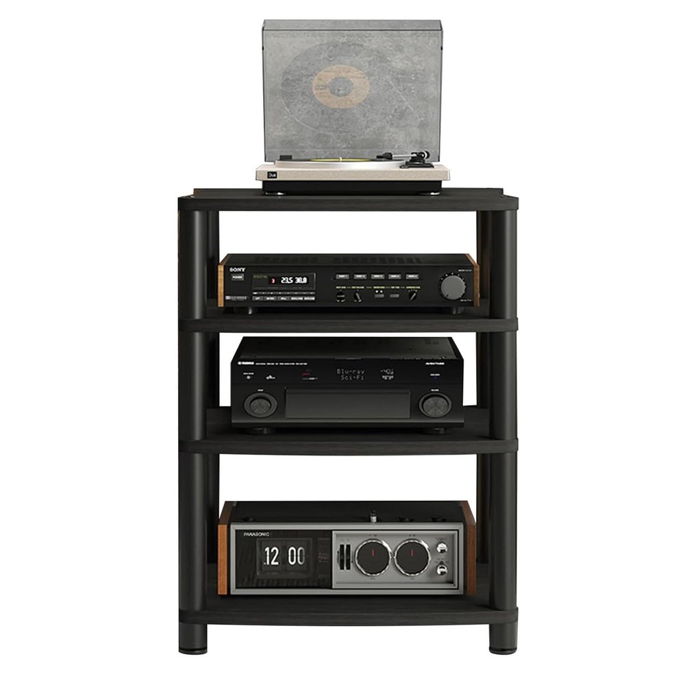 4 Tier Audio Shelf Audio Rack, Entertainment Stereo Component Storage Rack, HiFi Racks and Stands Audio Rack Cabinet for Home/Office/Audio Video/DJ/Theater, 60x48x88cm (Size : A)