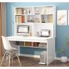 ALEEIK Study Desk with with Storage Shelves, Home Office Computer Desk Modern Study Writing Desk Compact Office Desk & Workstation(120CM, White) view 1