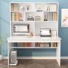 ALEEIK Study Desk with with Storage Shelves, Home Office Computer Desk Modern Study Writing Desk Compact Office Desk & Workstation(120CM, White) view 4