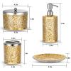 Joitsvia Bathroom Accessory Set, 4 Pcs Gold Bathroom Accessories Sets, Include Soap Dispenser, Cotton Swab Jars, Tooth Brush Holder and Soap Dish view 2