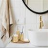 Joitsvia Bathroom Accessory Set, 4 Pcs Gold Bathroom Accessories Sets, Include Soap Dispenser, Cotton Swab Jars, Tooth Brush Holder and Soap Dish view 4