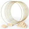 POTRUWE 10PCS Metal Floral Hoops Centerpiece with Wood Place Card Holders, Wreath Macrame Gold Hoop Rings for DIY Wedding Table Decor Dream Catcher view 1