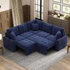 82.6" L Shaped sofa bed Couch, Sleeper Sectional Sofa Couch with Pullout Bed, Velvet Couch with Wheels & USB Ports & Power Sockets for Living Room, Modern Convertible sectional Sofa, Navy Blue view 1