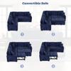 82.6" L Shaped sofa bed Couch, Sleeper Sectional Sofa Couch with Pullout Bed, Velvet Couch with Wheels & USB Ports & Power Sockets for Living Room, Modern Convertible sectional Sofa, Navy Blue view 3
