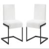 Casabianca Home Fontana Set of 2 Armless PU Leather Modern Dining Chairs with Metal Leg, White - for Dining Room view 1