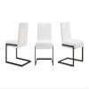 Casabianca Home Fontana Set of 2 Armless PU Leather Modern Dining Chairs with Metal Leg, White - for Dining Room view 3