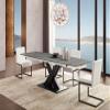 Casabianca Home Fontana Set of 2 Armless PU Leather Modern Dining Chairs with Metal Leg, White - for Dining Room view 4