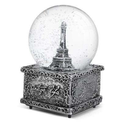 Amosfun Vintage Crystal Music Box Snowflake Design Eiffel Tower Figurine for Home Decor Weddings Christmas and Year Celebrations Battery Not Included