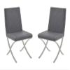 Casabianca Home Loft Set of 2 Armless PU Leather Modern Dining Chairs with Metal Leg, Gray - for Dining Room view 2