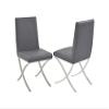 Casabianca Home Loft Set of 2 Armless PU Leather Modern Dining Chairs with Metal Leg, Gray - for Dining Room view 3