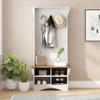 Taylor & Logan Olive Hall Tree with Divided Cubby Storage Bench and Coat Hooks, Set of 1, Weathered Natural Seat/Warm White Frame view 1