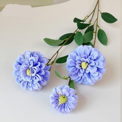 HXSCOO 90cm Artificial Peony Long Branch Double Petal Marigold Decorative Flower (Color : Blue)