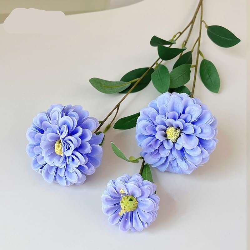 HXSCOO 90cm Artificial Peony Long Branch Double Petal Marigold Decorative Flower (Color : Blue)
