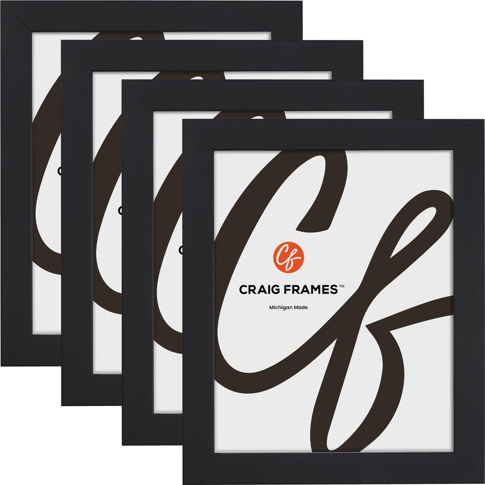 Craig Frames Essentials, 21x35 Black Picture Frame, 1" Wide, Modern, Dual Display Format, Set of 4