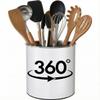 Cooler Kitchen White Rotating Extra Large Stainless Steel Utensil Holder Caddy with Sturdy No-Tip Weighted Base, Removable Divider, and Gripped Insert - Dishwasher Safe Metal Cooking Utensil Holder view 1