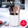 Cooler Kitchen White Rotating Extra Large Stainless Steel Utensil Holder Caddy with Sturdy No-Tip Weighted Base, Removable Divider, and Gripped Insert - Dishwasher Safe Metal Cooking Utensil Holder view 4