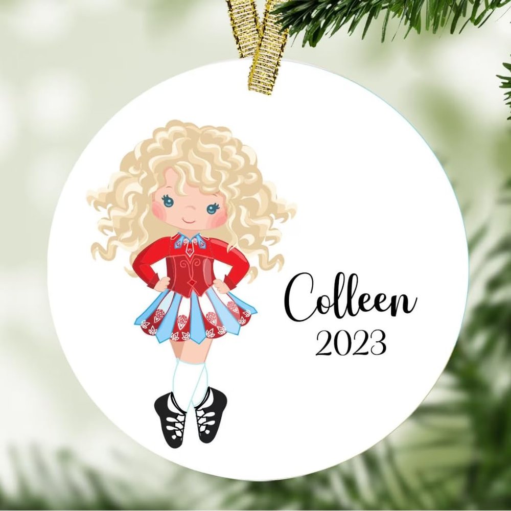 Irish Dancer Personalized Christmas Ornament, Irish Step Dancing Gift, Irish Girl ornament, BLONDE HAIR
