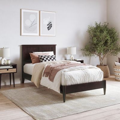 AFI, Charlotte Twin XL Solid Wood Low Profile Platform Bed, Espresso
