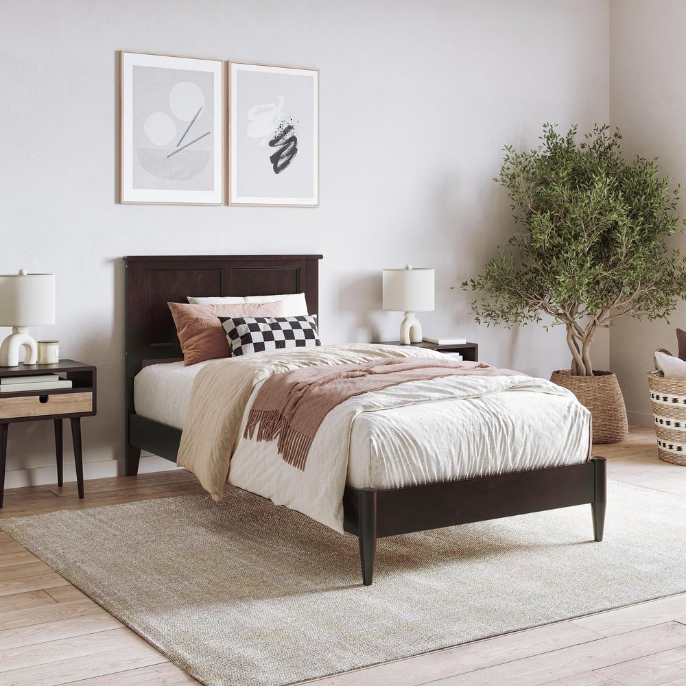 AFI, Charlotte Twin XL Solid Wood Low Profile Platform Bed, Espresso