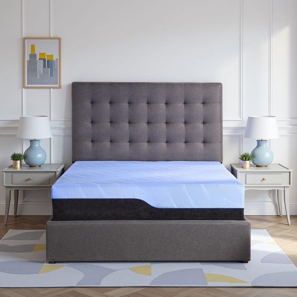 Bridgevine Home Refresh 6-Layer Hybrid Latex Foam and Coil Mattress, 12 inches, Mattress-in-a-Box, Twin XL Size, Blue Ice Cover