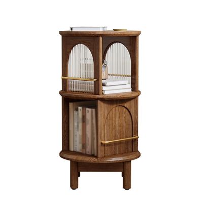 GAMAK Book Case for Adults, Small Rotating Bookshelf 2 Tier with Support Base Freestanding Storage Organizer Holder Book Rack for Bedroom Living Room Study Room