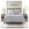 Bed, 5 Piece Jasper Bedding Comforter Set, Pleated Velvet, Queen, Grey view 1
