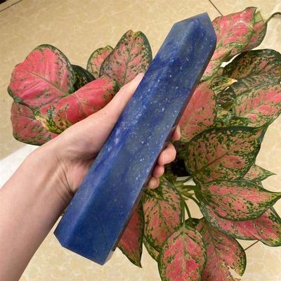 GEBSKI Natural Blue Urine Quartz Crystal Obelisk Points to Room Decoration Home Decoration (Size : 800-850g)