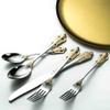 18-Piece Silverware Set, IKXO Stainless Steel Flatware Service for 90, Palace Style Gold Rimmed Cutlery Include Knife/Fork/Spoon, Eating Utensil for Home, Mirror Polished view 2