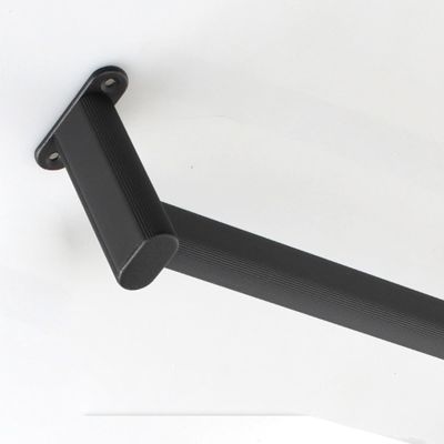 Top Mounted Closet Rod, Oval Wardrobe Tube/ Clothes Hanging Bar for Bedroom Shower Hanger Support with Pipe Bracket, 25mm Thick Cabinets Pole, Palo Para Closet Para Colgar Ropa ( Color : Black , Size
