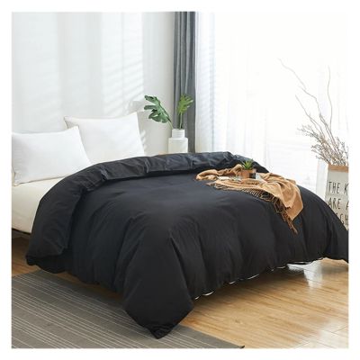 ADovz Bedding Cover White Duvet Cover Solid Color Comforter Cover Skin Friendly Fabric Quilt Cover Black King Size,Bed Sheets