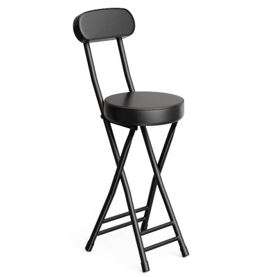 18inch Cushioned Padded Folding Bar Stool, Portable Chair Stool with 220lbs Capacity, for Kitchen Living Room Garden Camping