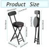 18inch Cushioned Padded Folding Bar Stool, Portable Chair Stool with 220lbs Capacity, for Kitchen Living Room Garden Camping view 2