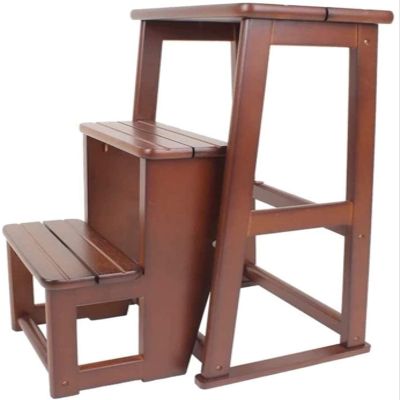 FLYIFE Portable Step Stool - Folding 3 Tread Ladder, Household Stair Chair Wood Stepladders for Kids & Adults, Lightweight Home Garden Tool 300 Lb Capacity