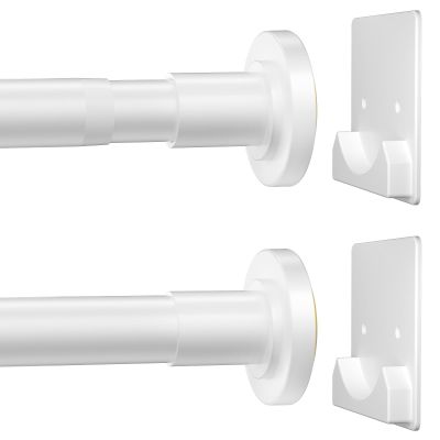 CorkLatta White Shower Curtain Rod,1 Inch Diameter Stainless Steel Adjustable Spring Tension Rods 32 to 80",with Holders,Anti-Slip,Curtain Rods No Drilling(1 Pack)