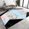 Yellow Lines Geometric Marble Area Rugs, Light Blue Black Gray White Pink Anti-Slip Modern Rug, Entrance Carpet Fuzzy Plush Soft Water Proof Apply to Nursery College Dorm Hotels,35ft/90 * 150cm view 1
