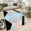 Yellow Lines Geometric Marble Area Rugs, Light Blue Black Gray White Pink Anti-Slip Modern Rug, Entrance Carpet Fuzzy Plush Soft Water Proof Apply to Nursery College Dorm Hotels,35ft/90 * 150cm view 2