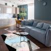 Yellow Lines Geometric Marble Area Rugs, Light Blue Black Gray White Pink Anti-Slip Modern Rug, Entrance Carpet Fuzzy Plush Soft Water Proof Apply to Nursery College Dorm Hotels,35ft/90 * 150cm view 4
