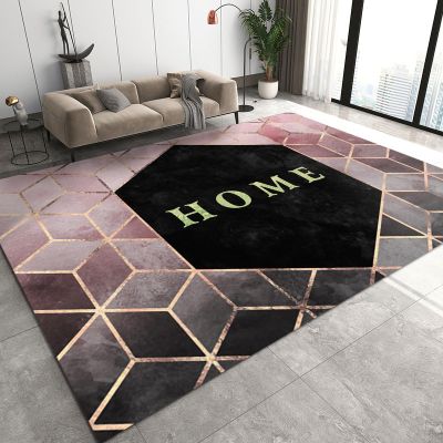 Abstract Geometric Marble Area Rugs, Black and Pink Gradient Quadrilateral Tiles Area Carpet, Apartment Carpet Easy to Clean Comfortable Feet Apply to Living Room Study,34ft/90 * 120cm